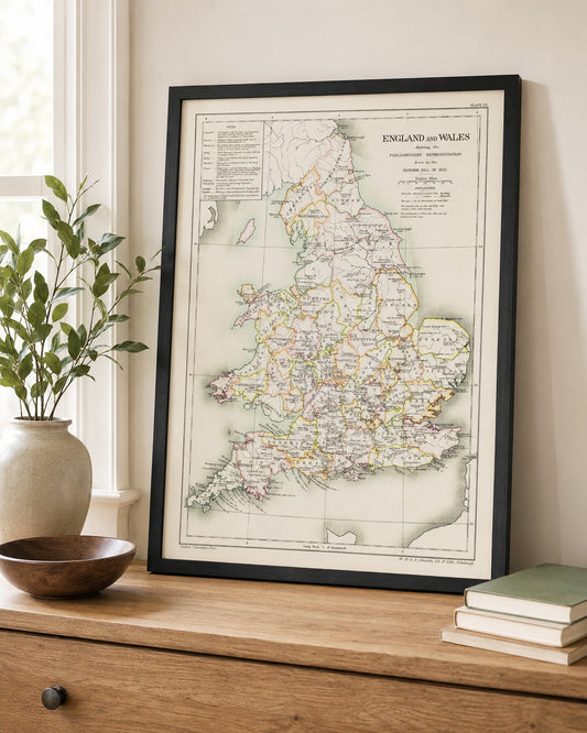 England Map, Map Wall Art, England Home Decor
