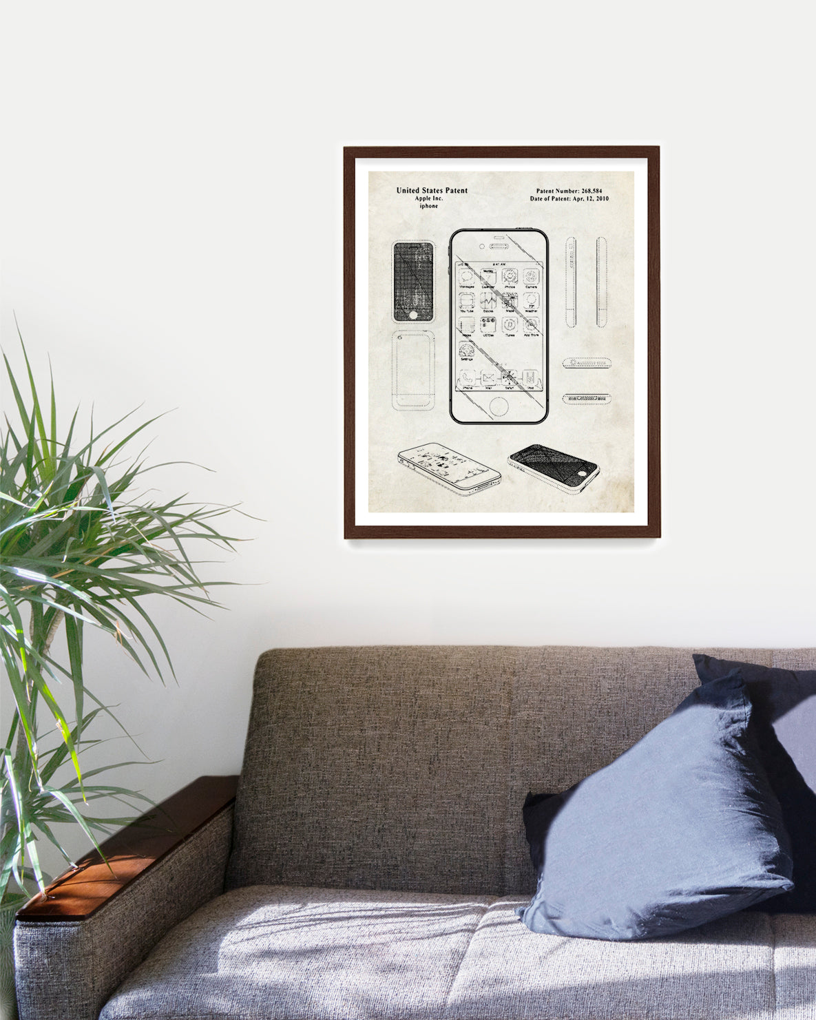 Apple Iphone Patent Poster, Computer Tech Wall Art
