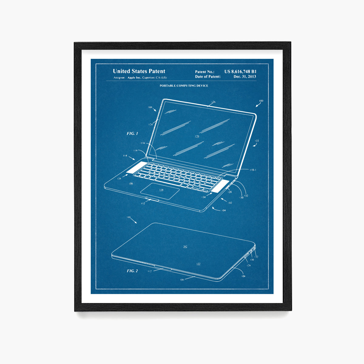 Apple Powerbook Laptop Patent Poster, Computer Tech Wall Art