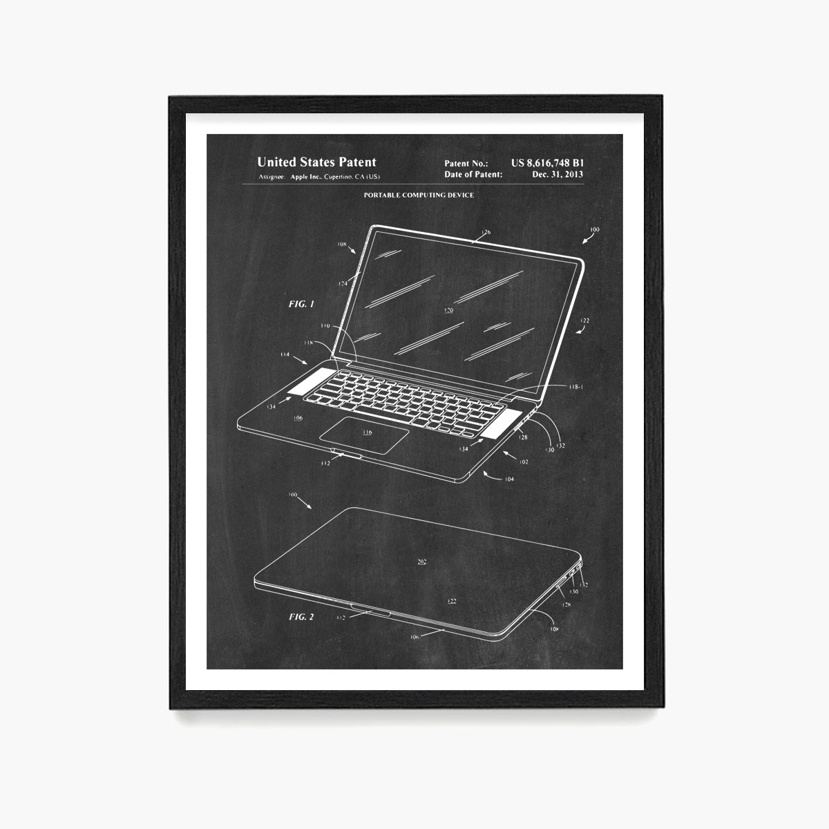Apple Powerbook Laptop Patent Poster, Computer Tech Wall Art