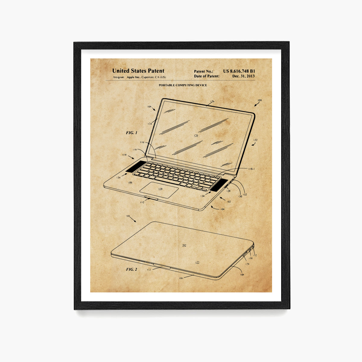 Apple Powerbook Laptop Patent Poster, Computer Tech Wall Art