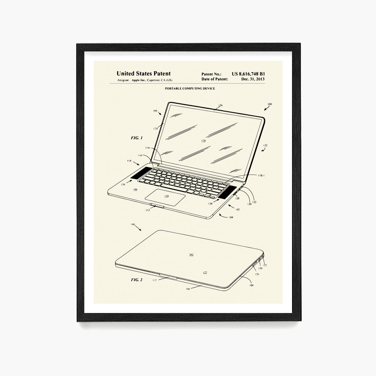Apple Powerbook Laptop Patent Poster, Computer Tech Wall Art