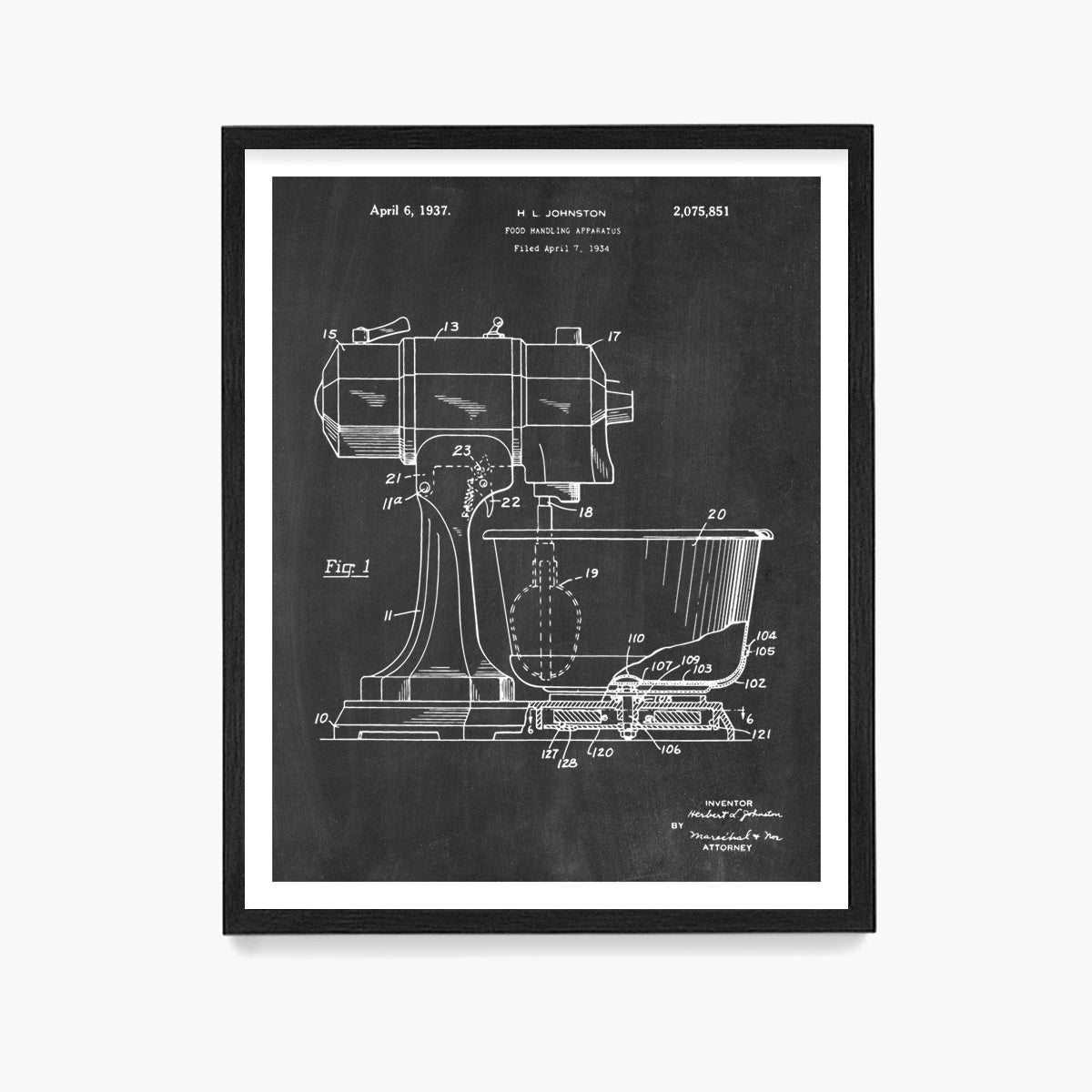 Baking Patent Poster, Kitchen Aid Patent, Kitchen Wall Art