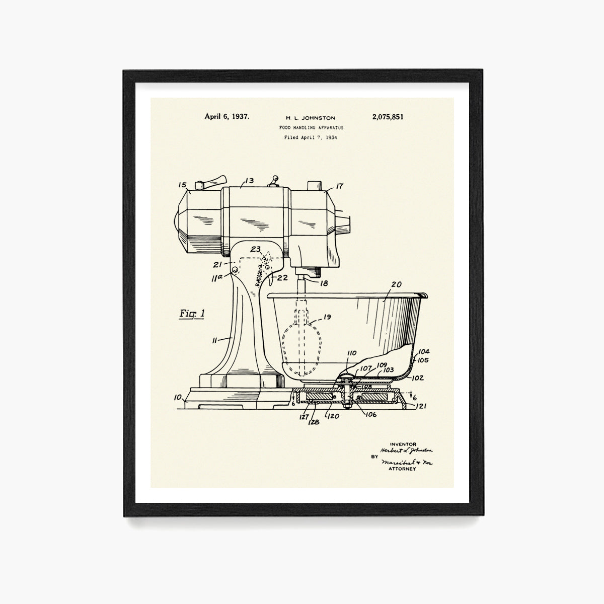 Baking Patent Poster, Kitchen Aid Patent, Kitchen Wall Art