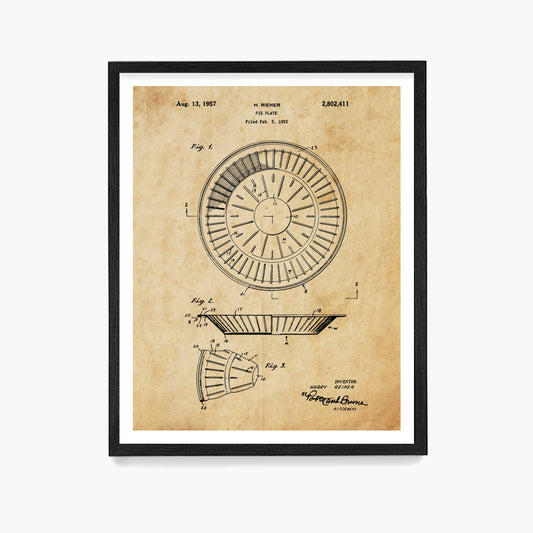 Baking Pie Tin Patent Poster, Kitchen Wall Art