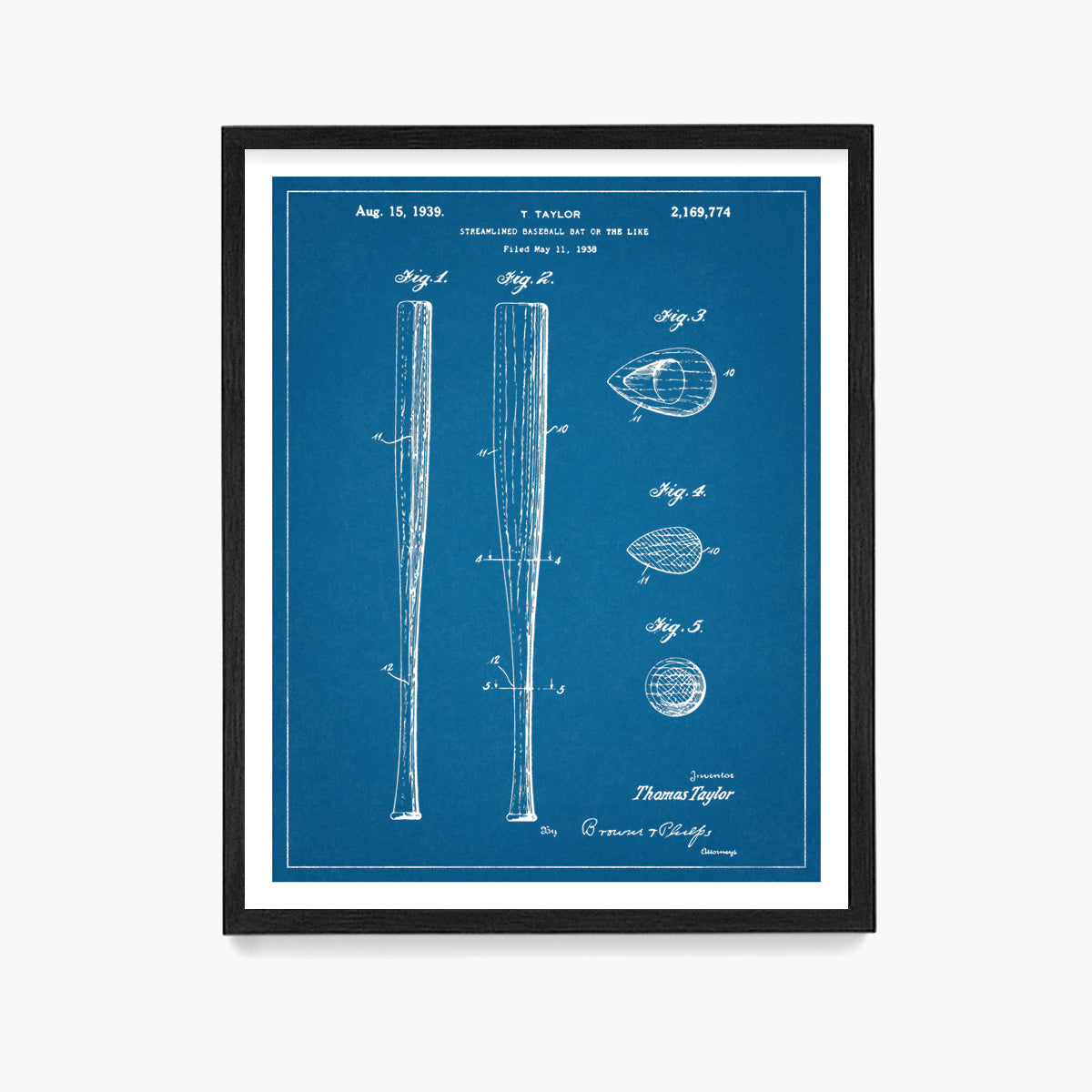 Baseball Bat Patent Poster, Baseball Wall Art