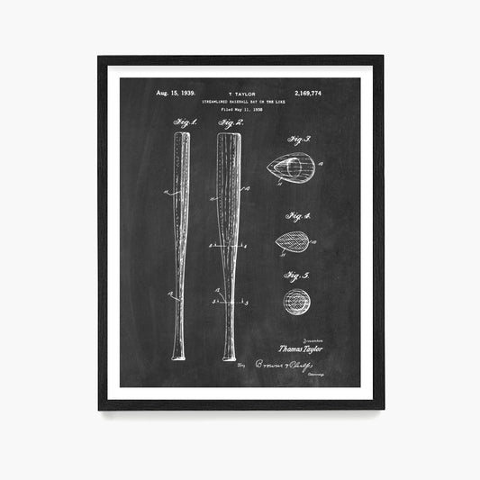 Baseball Bat Patent Poster, Baseball Wall Art