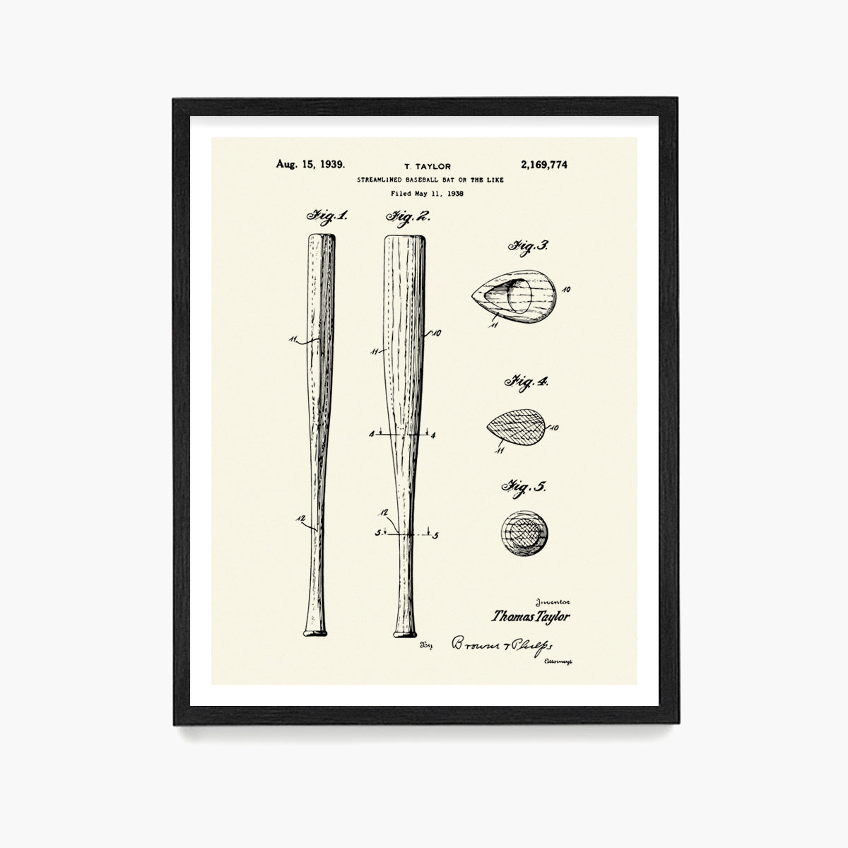 Baseball Bat Patent Poster, Baseball Wall Art