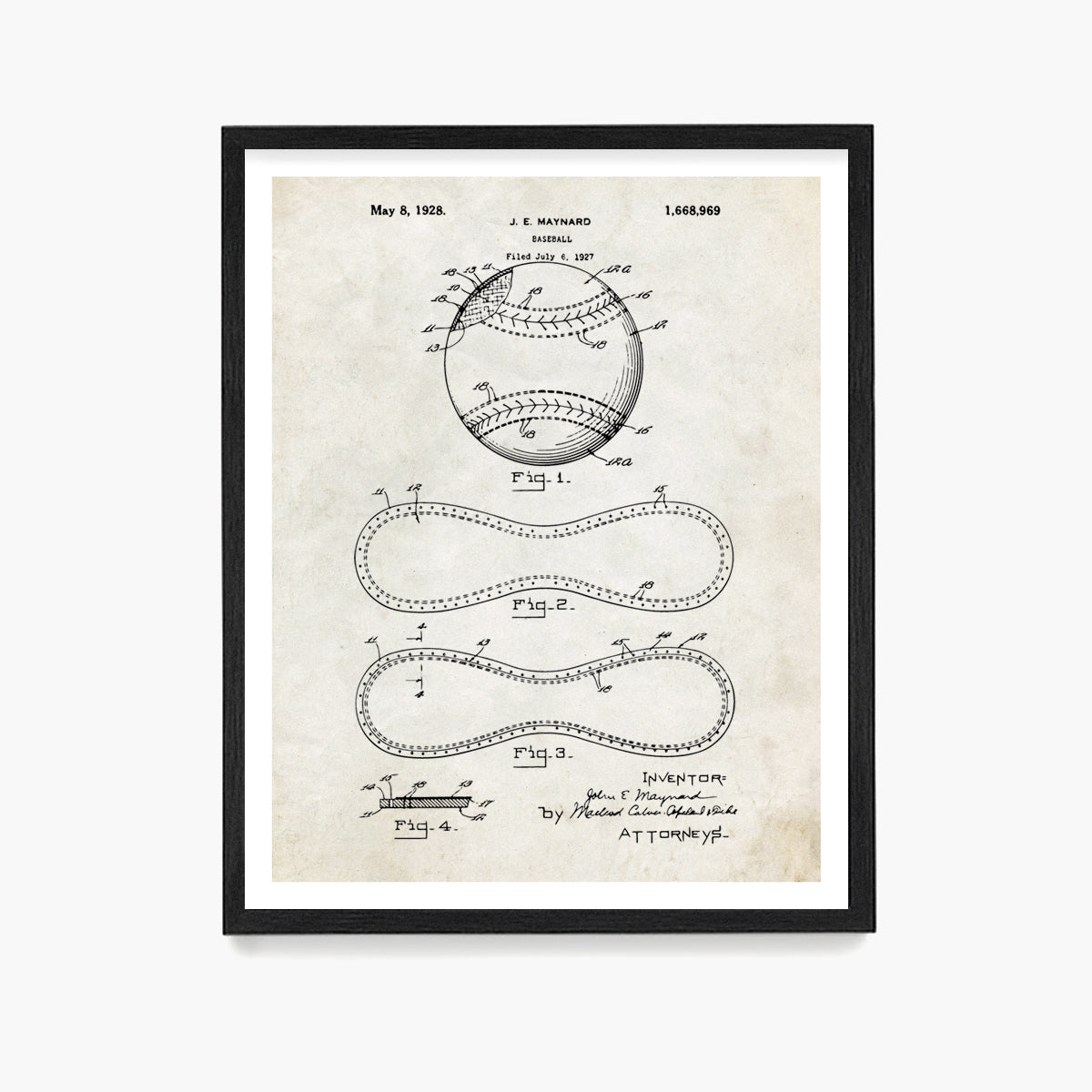 Baseball Patent Poster, Baseball Wall Art