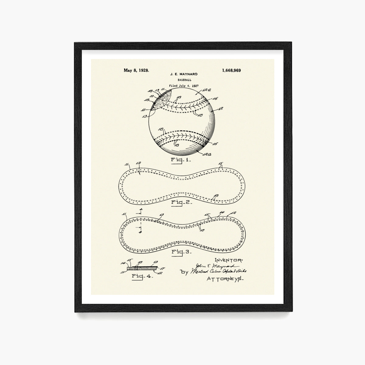 Baseball Patent Poster, Baseball Wall Art