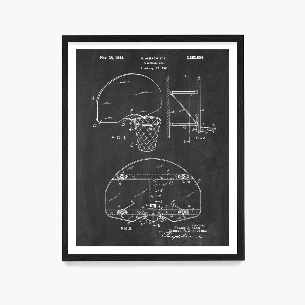 Basketball Hoop Patent Poster, Basketball Wall Art