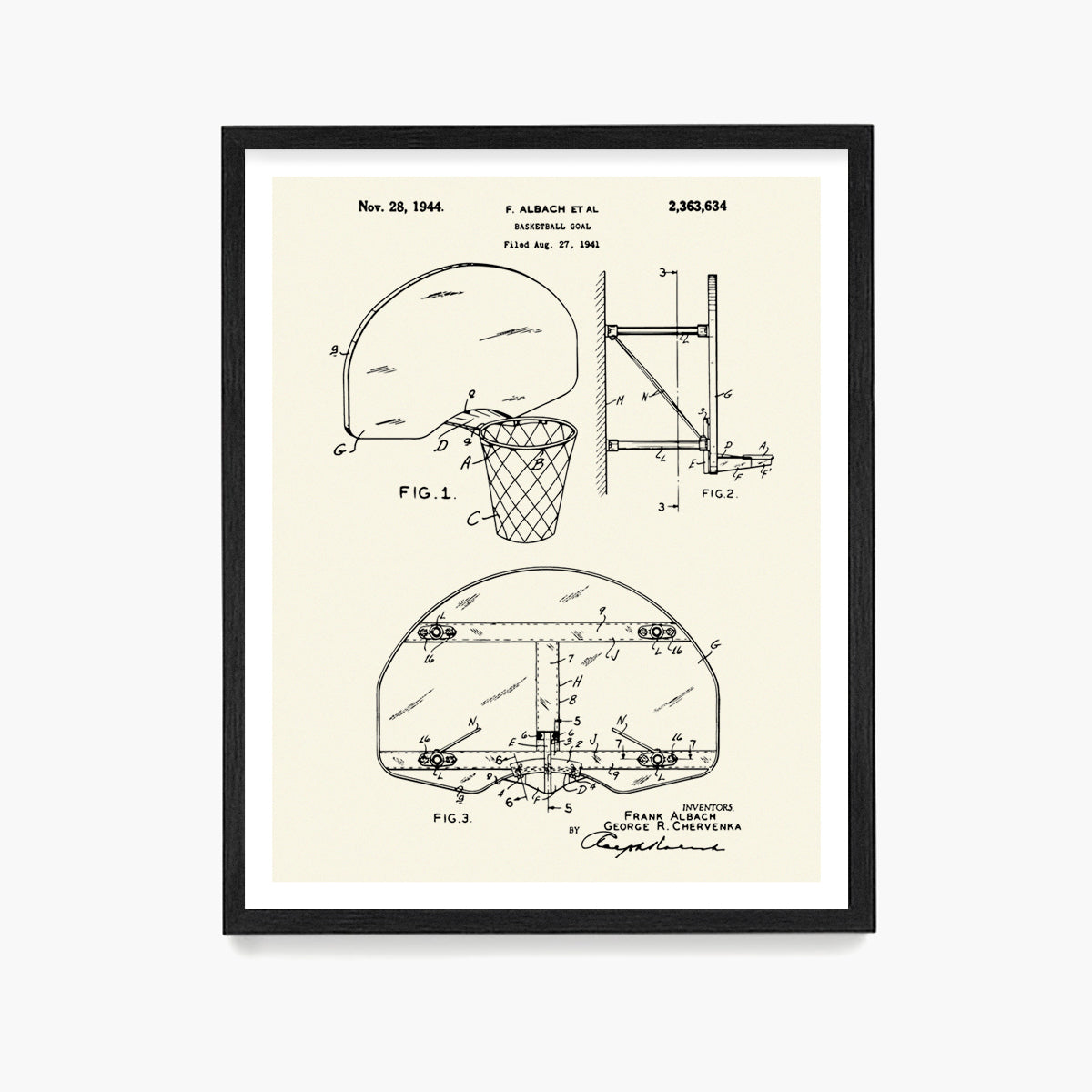 Basketball Hoop Patent Poster, Basketball Wall Art