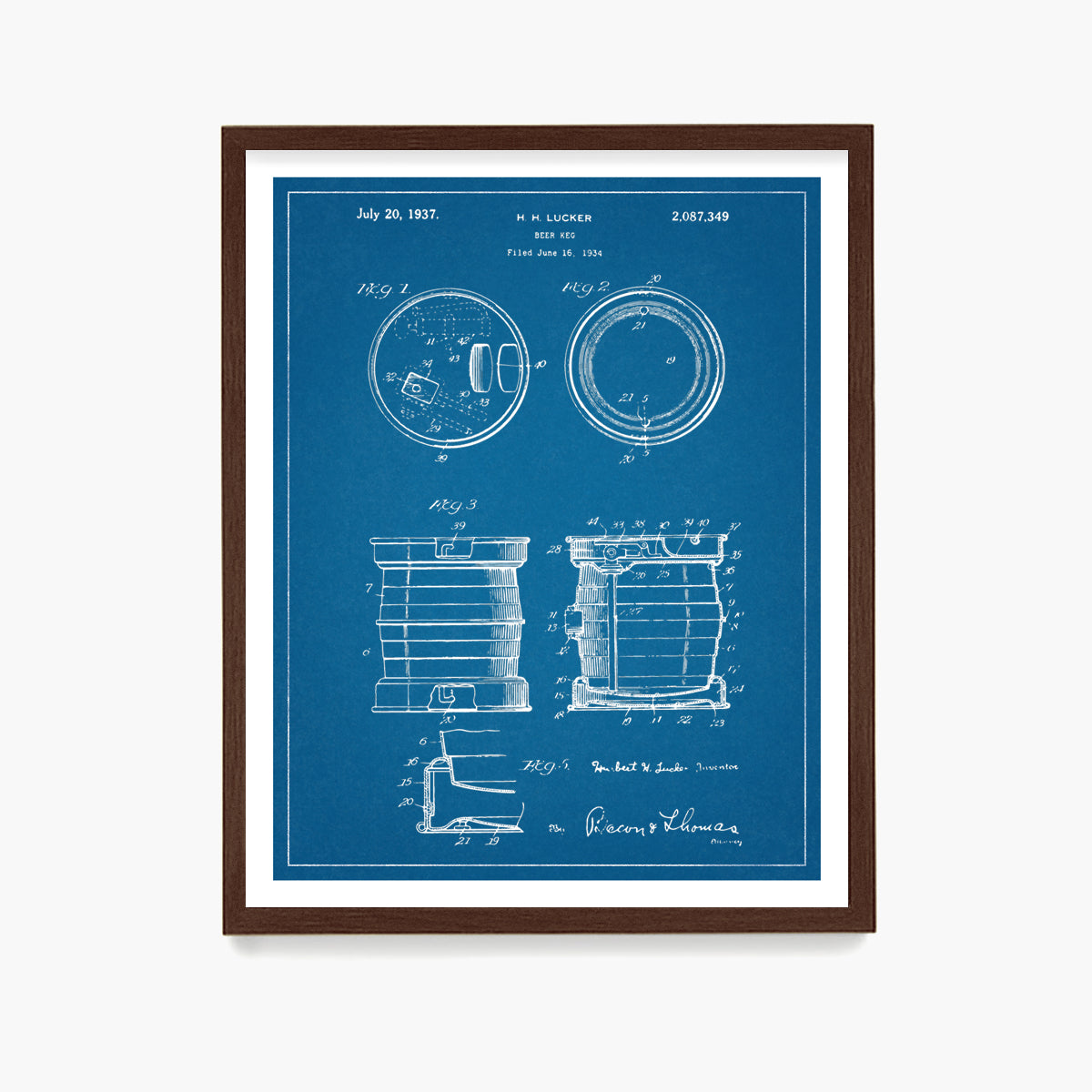 Beer Keg Patent Poster, Kitchen Wall Art