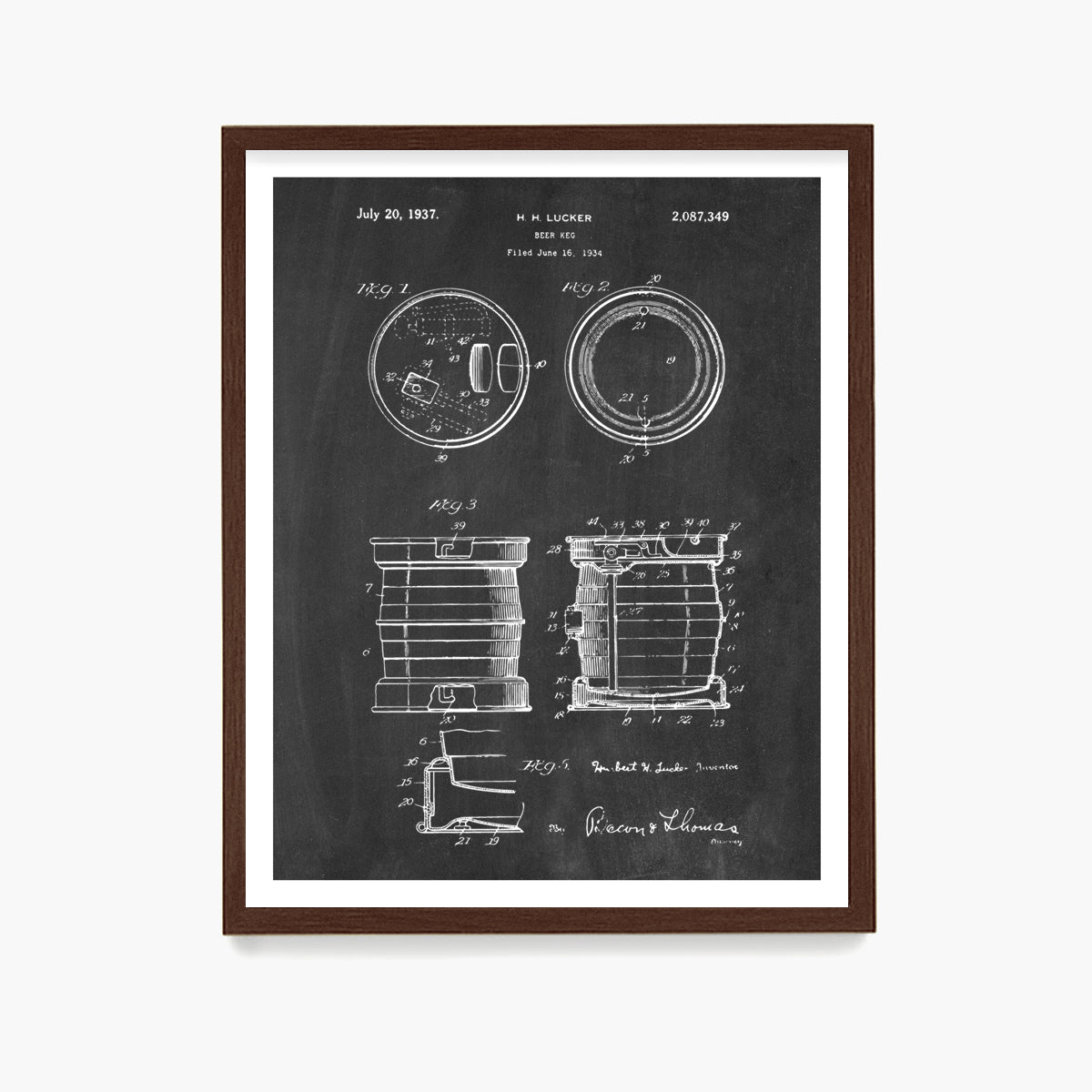 Beer Keg Patent Poster, Kitchen Wall Art
