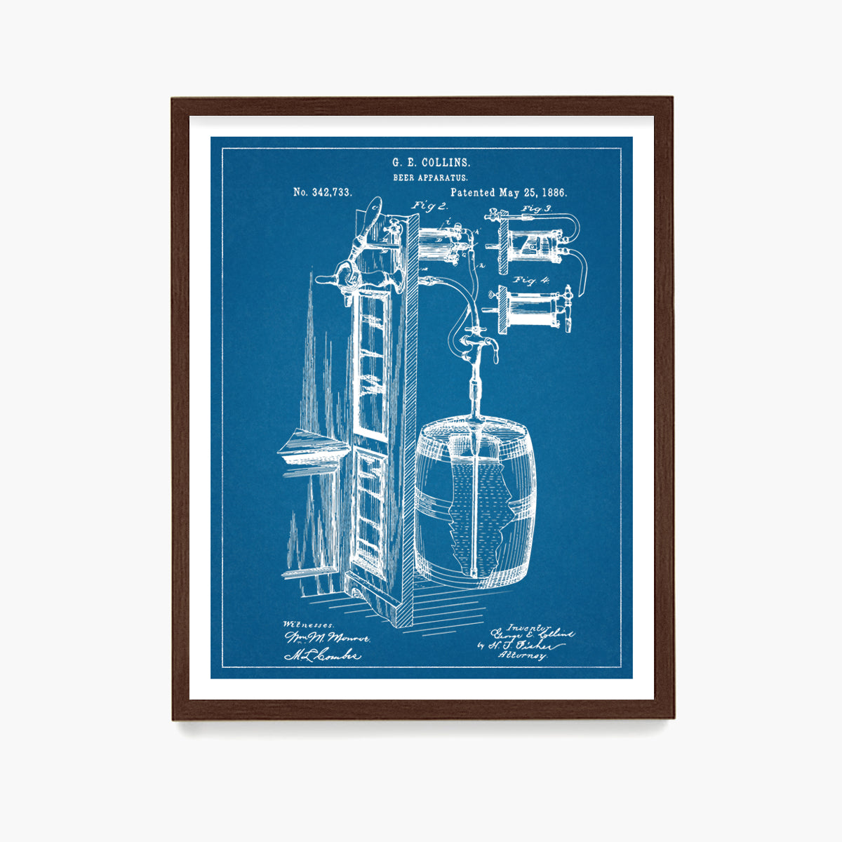 Beer Tap Patent Poster, Kitchen Wall Art