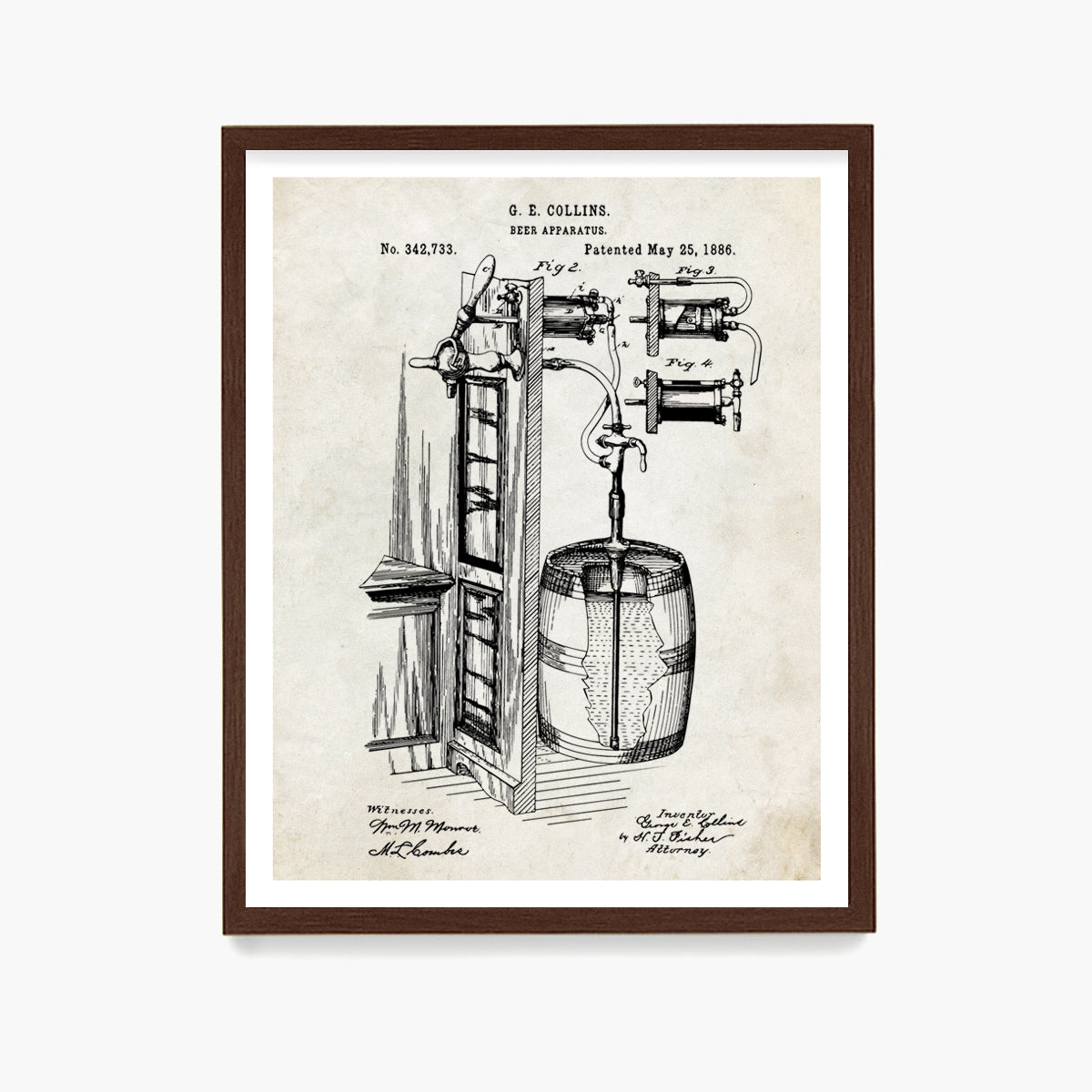 Beer Tap Patent Poster, Kitchen Wall Art