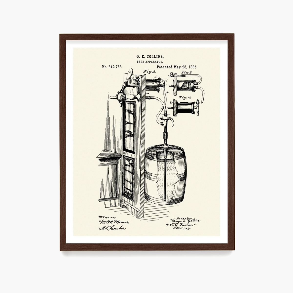 Beer Tap Patent Poster, Kitchen Wall Art