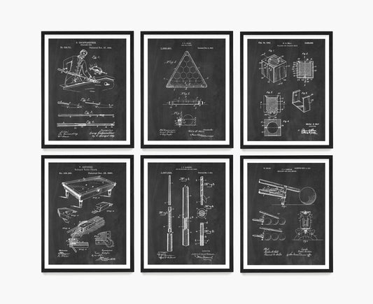 Billiards Patent Wall Art, Pool Table Patent Poster, Game Room Decor