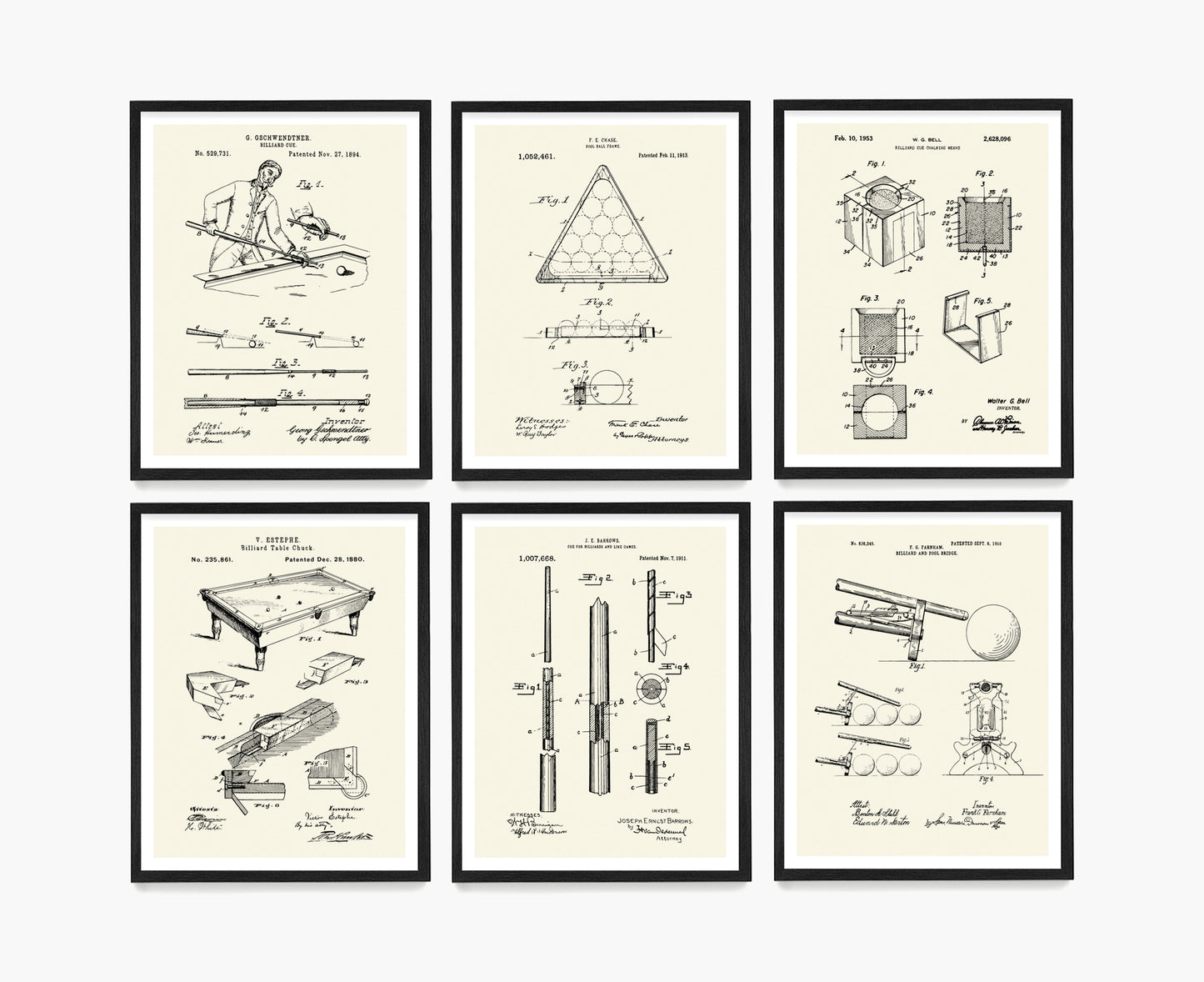Billiards Patent Wall Art, Pool Table Patent Poster, Game Room Decor