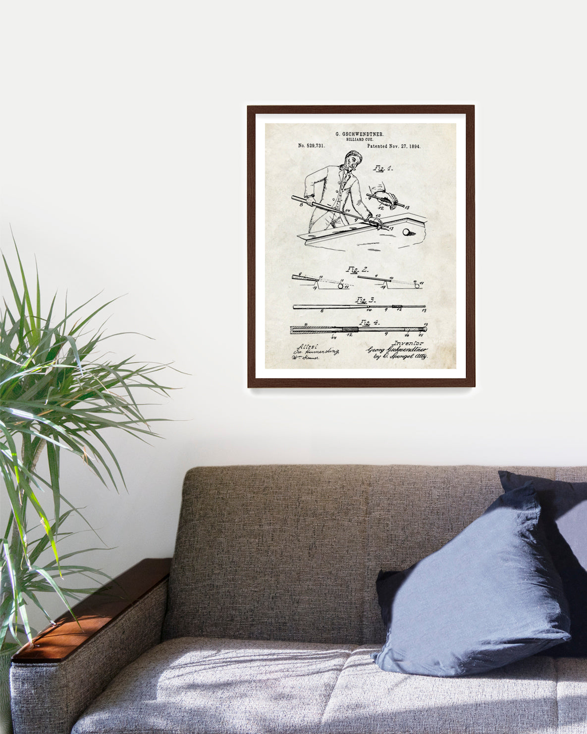 Billiards Cue Patent Poster, Billiards Player Wall Art, Game Room Decor