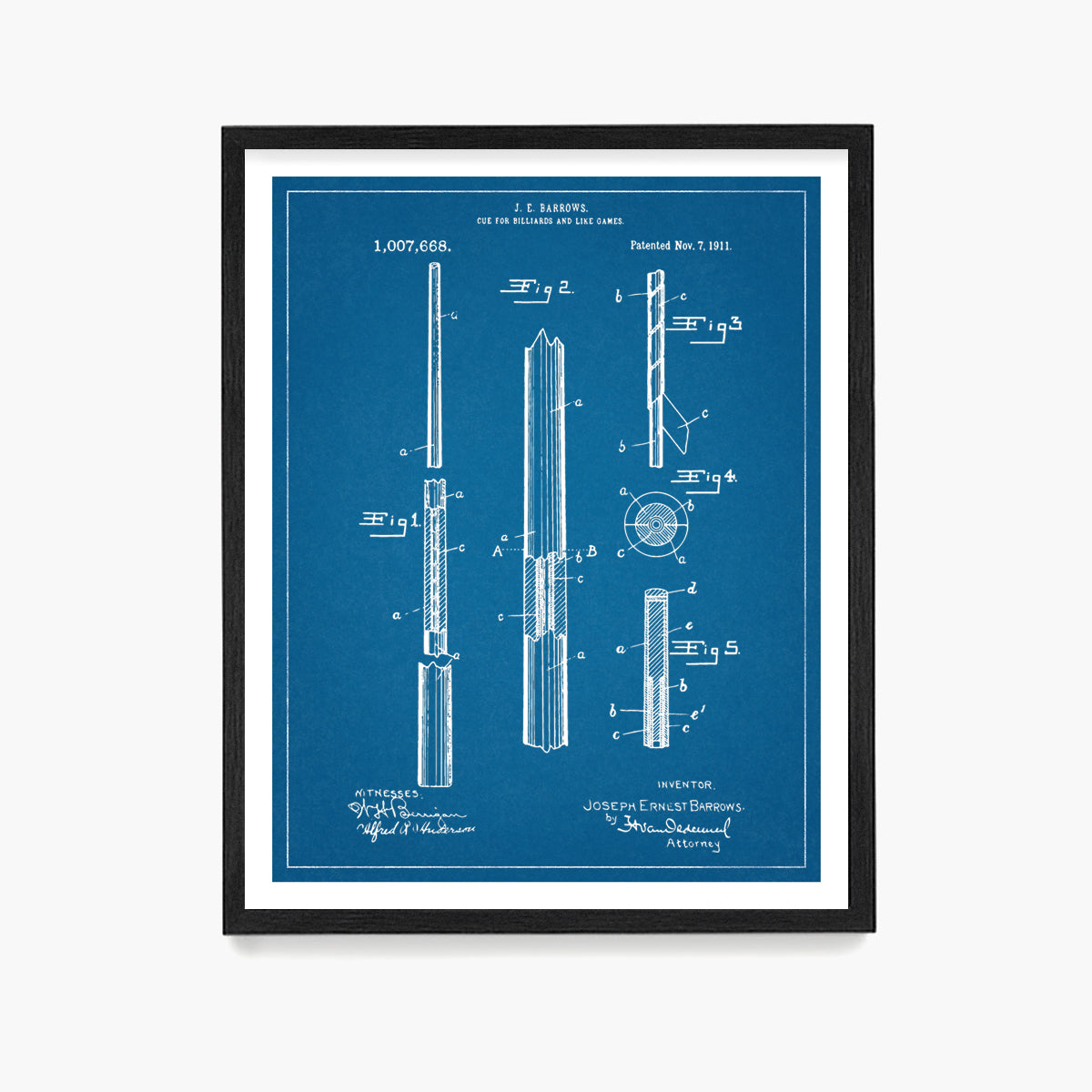 Billiards Cue Patent Poster, Billiards Wall Art, Game Room Decor