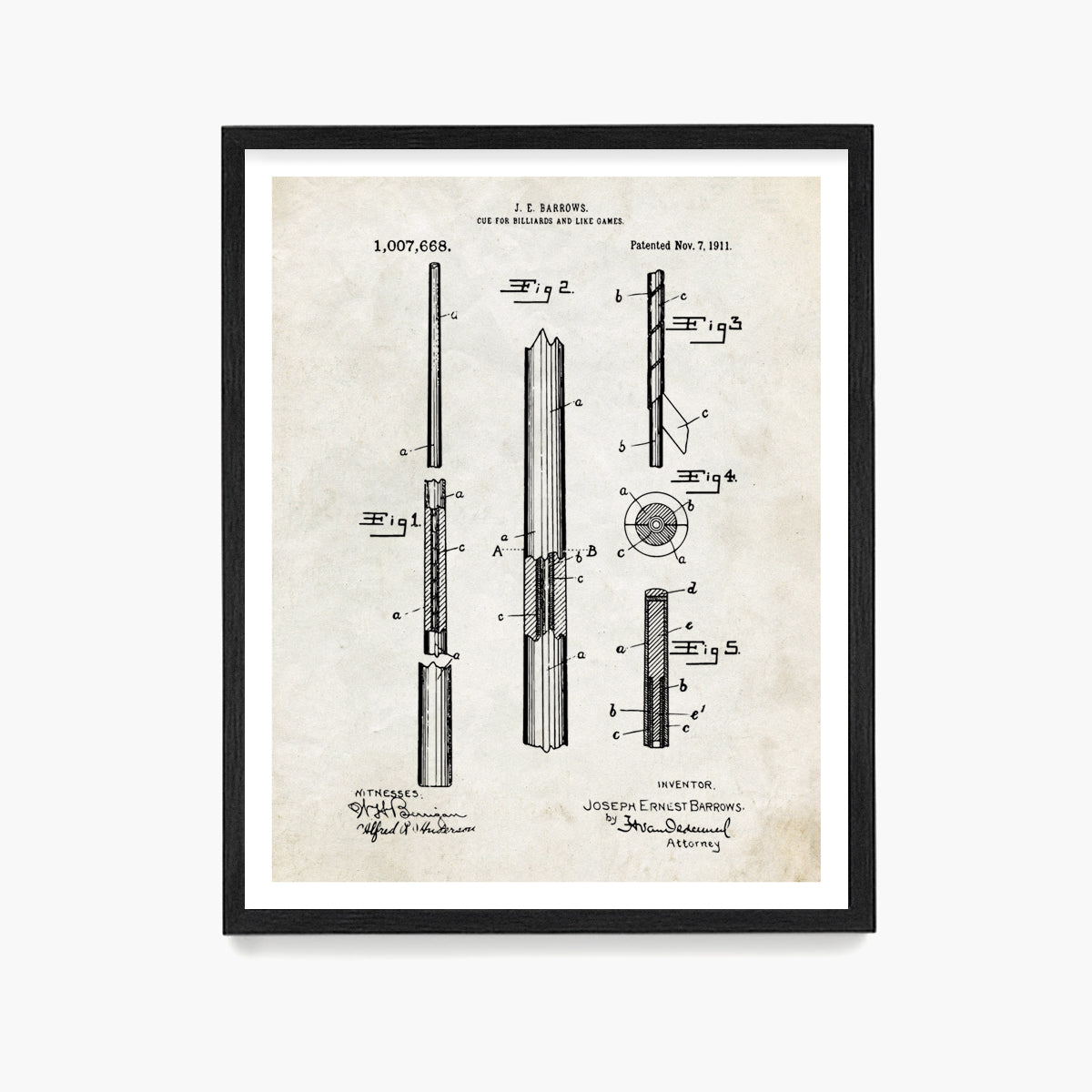 Billiards Cue Patent Poster, Billiards Wall Art, Game Room Decor