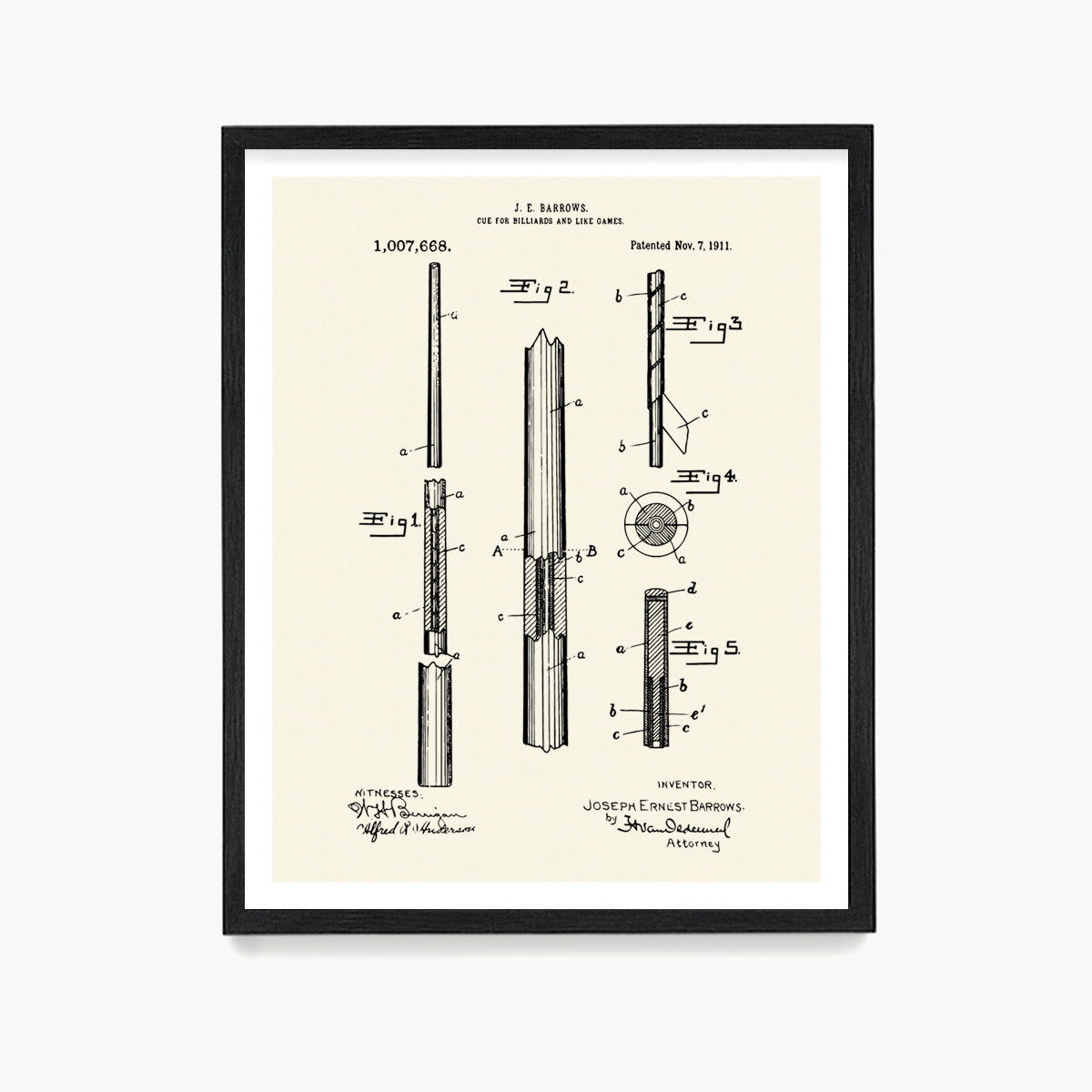 Billiards Cue Patent Poster, Billiards Wall Art, Game Room Decor