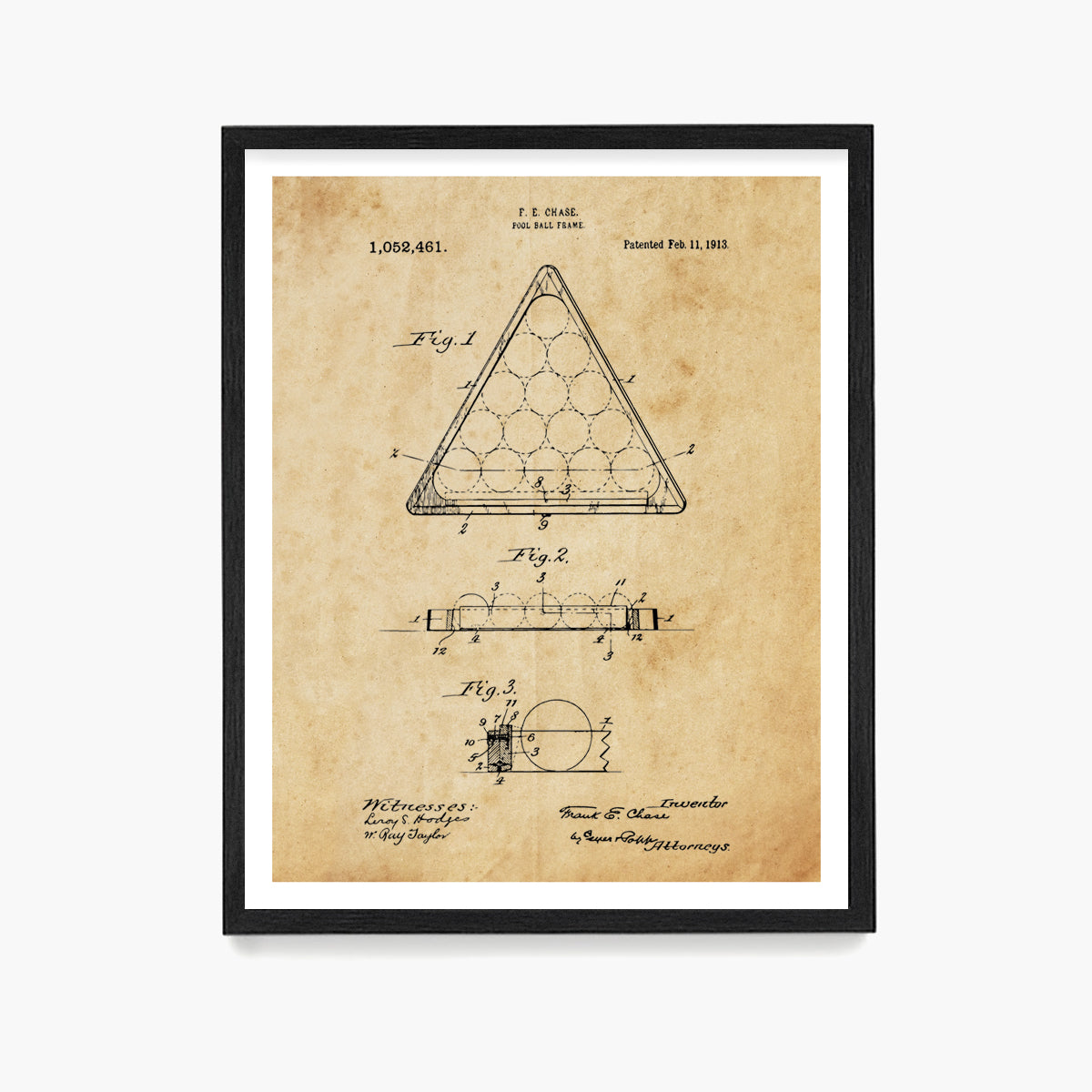 Billiards Frame Patent Poster, Billiards Wall Art, Game Room Decor