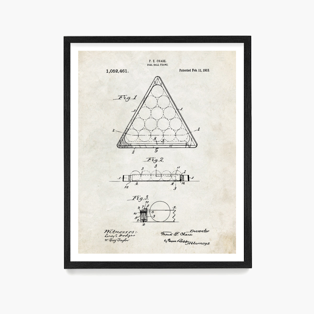 Billiards Frame Patent Poster, Billiards Wall Art, Game Room Decor