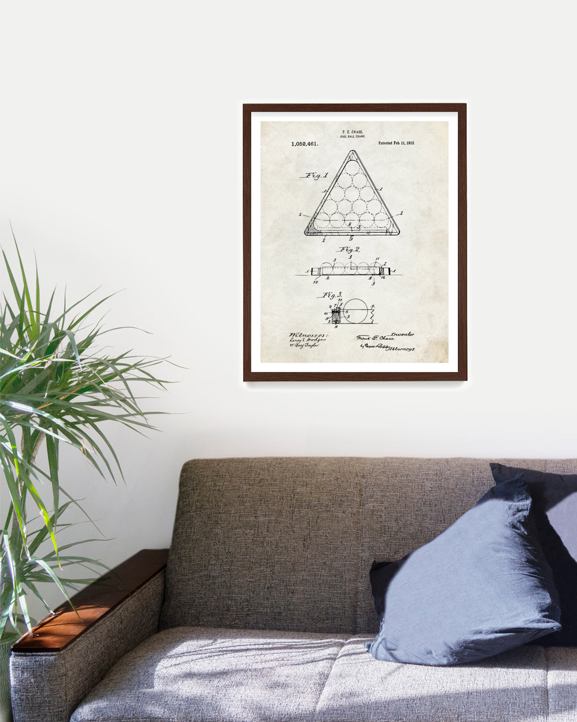 Billiards Frame Patent Poster, Billiards Wall Art, Game Room Decor