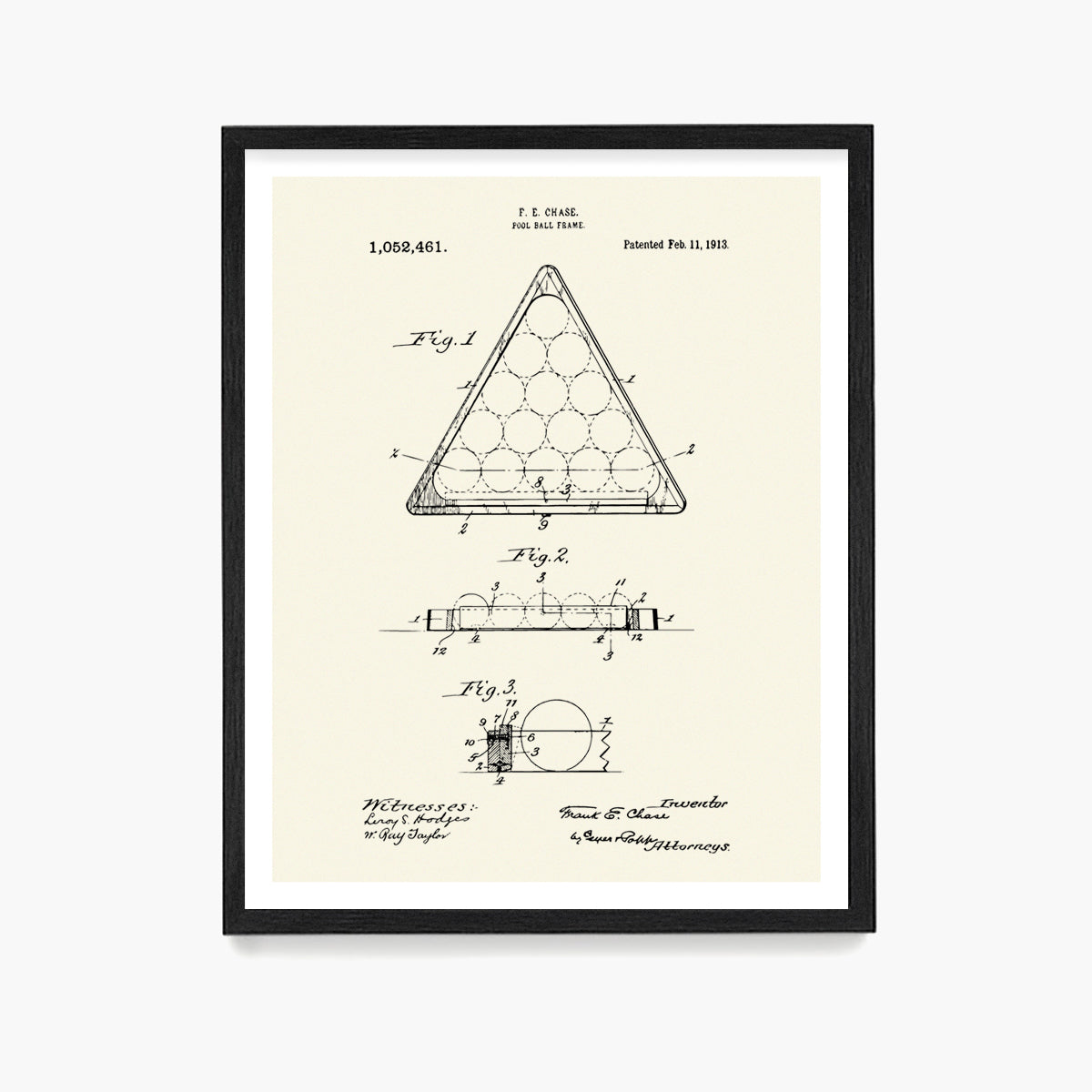Billiards Frame Patent Poster, Billiards Wall Art, Game Room Decor