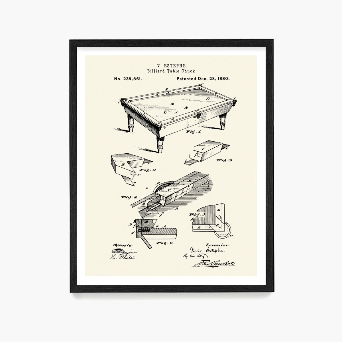 Billiards Table Patent Poster, Billiards Wall Art, Game Room Decor