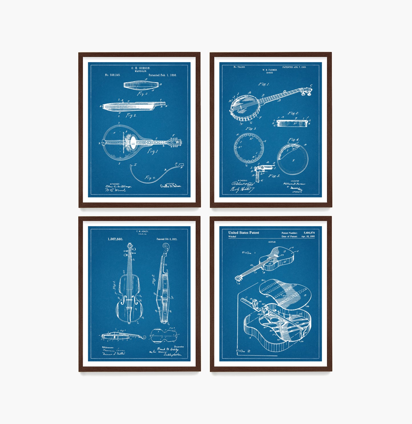Bluegrass Patent Wall Art, Music Posters, Folk Music Decor
