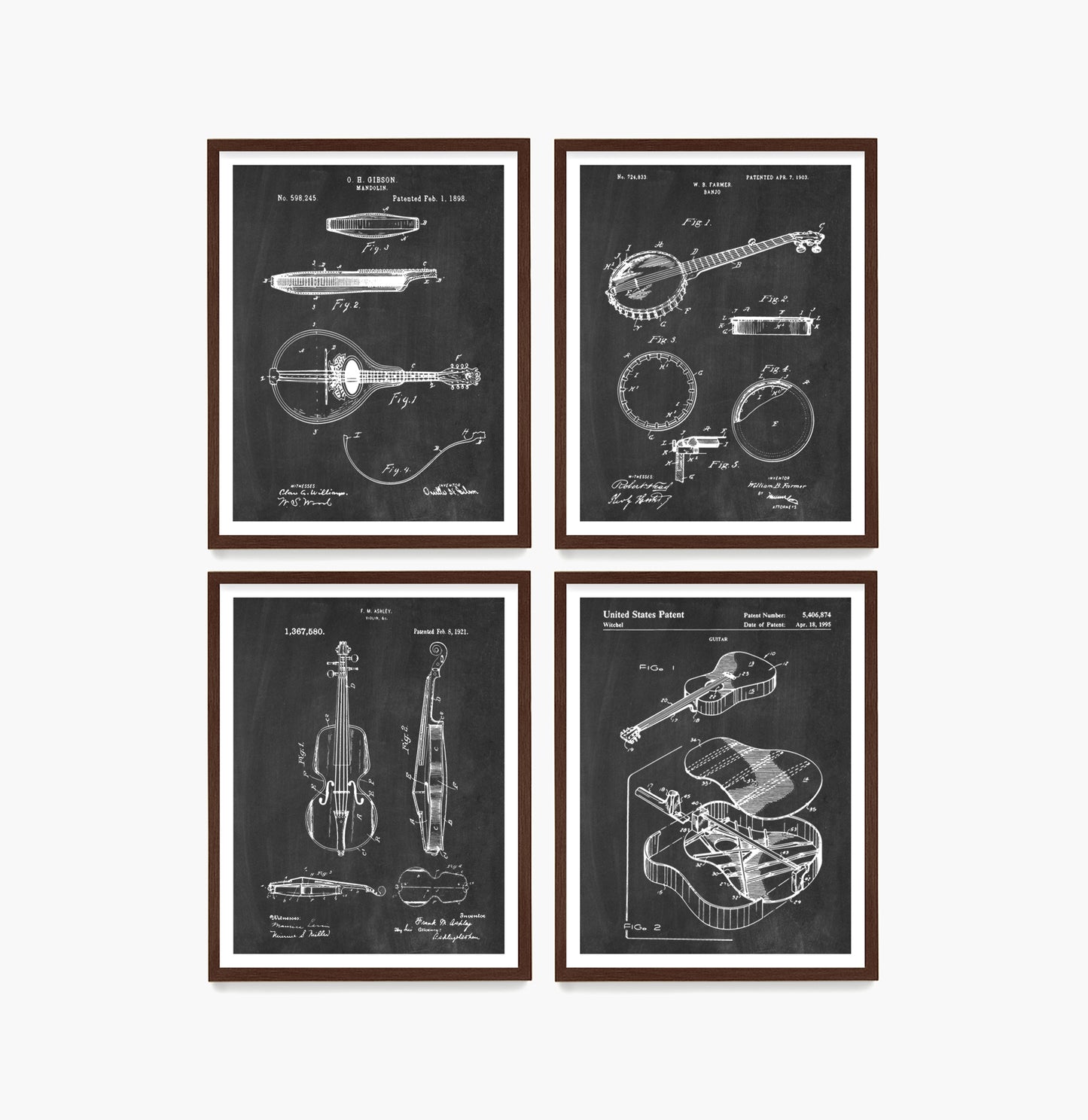 Bluegrass Patent Wall Art, Music Posters, Folk Music Decor