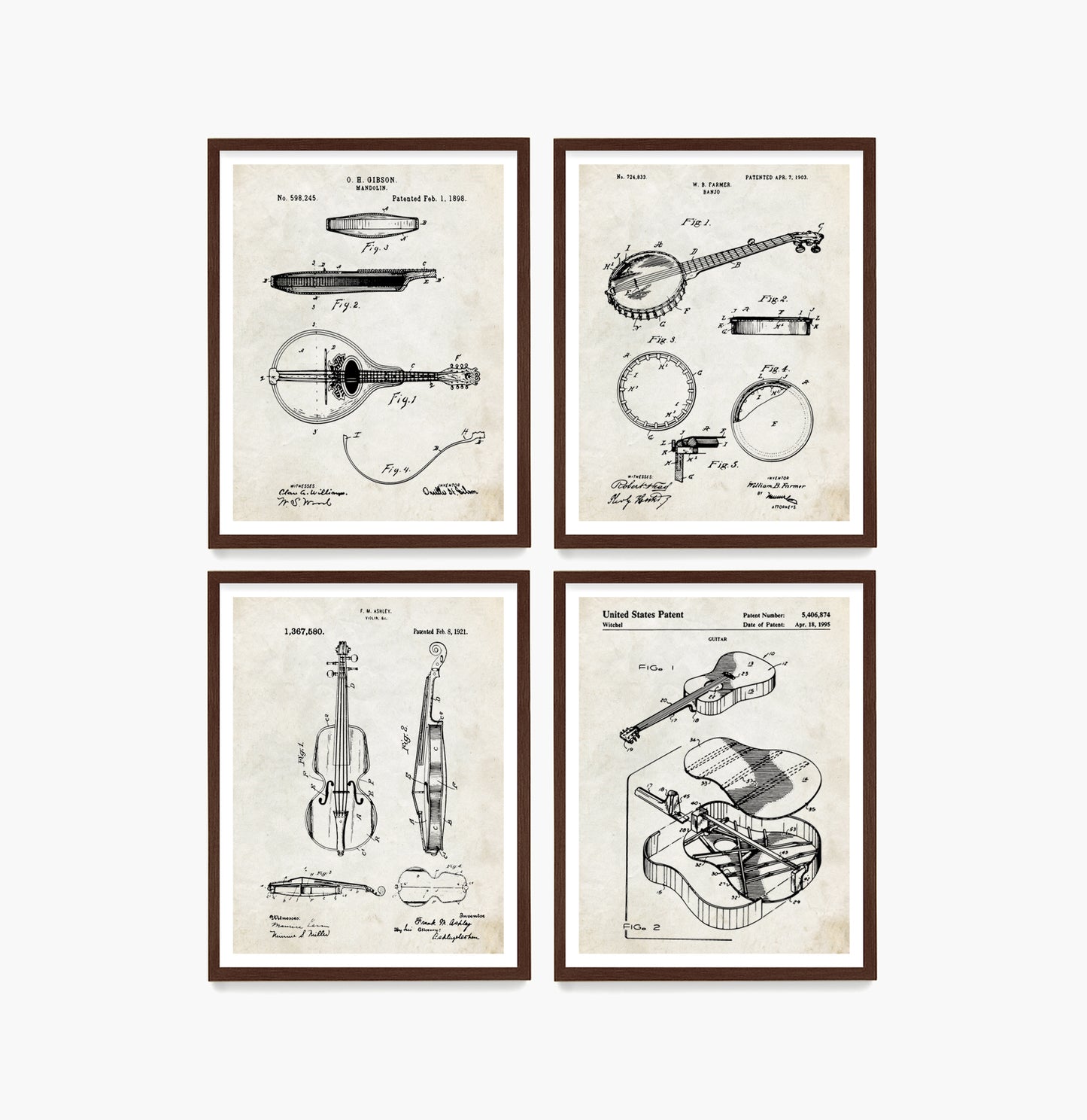 Bluegrass Patent Wall Art, Music Posters, Folk Music Decor