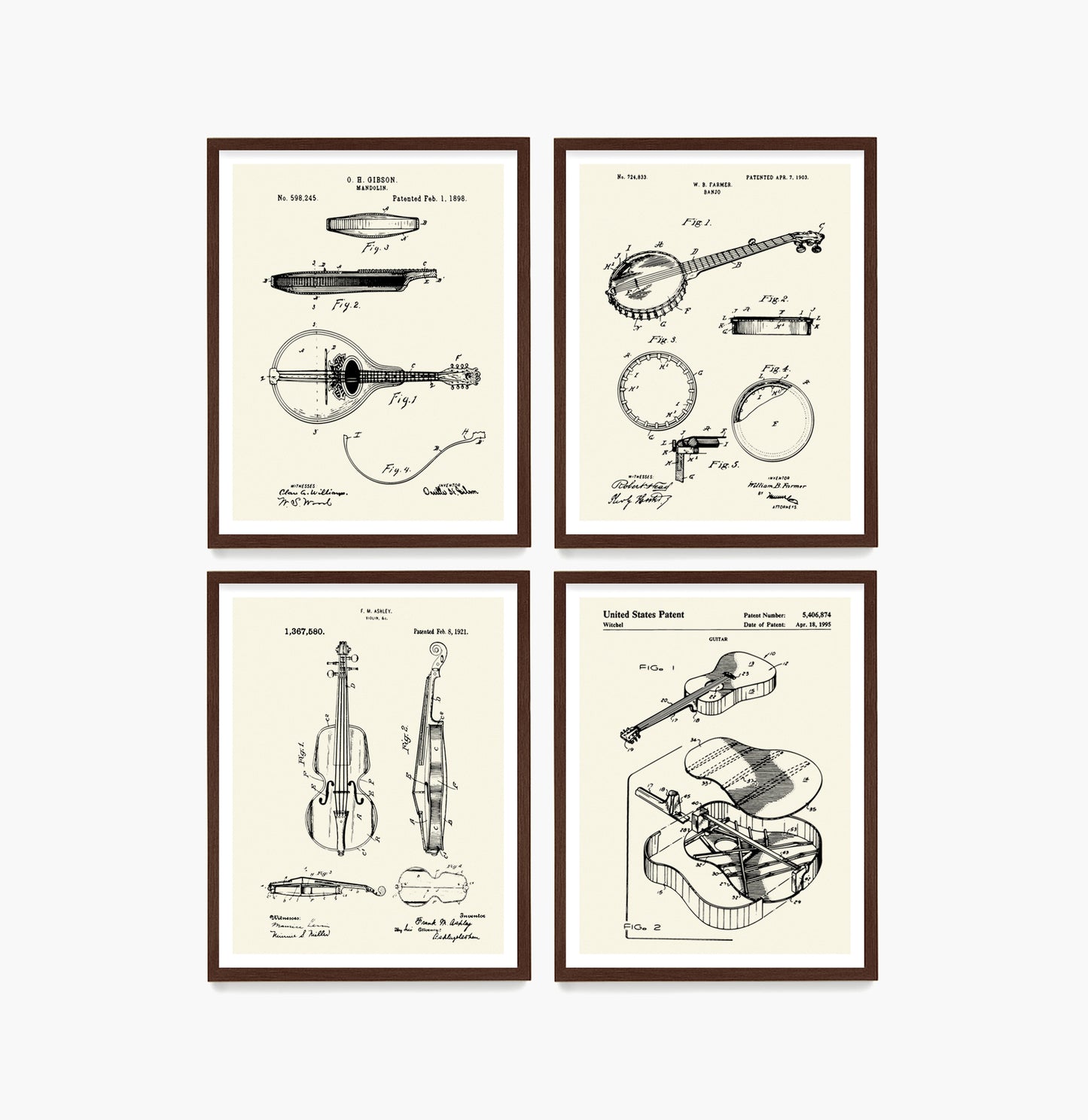 Bluegrass Patent Wall Art, Music Posters, Folk Music Decor