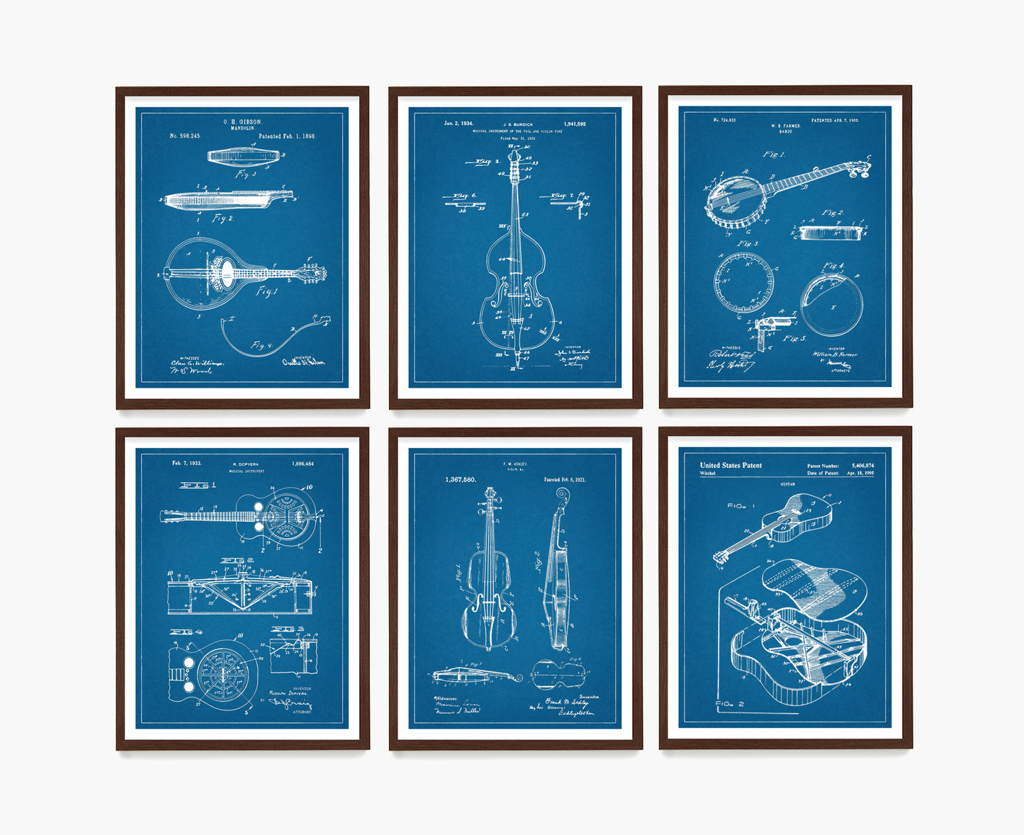 Bluegrass Instrument Patent Wall Art, Music Patent Poster, Music Room Decor