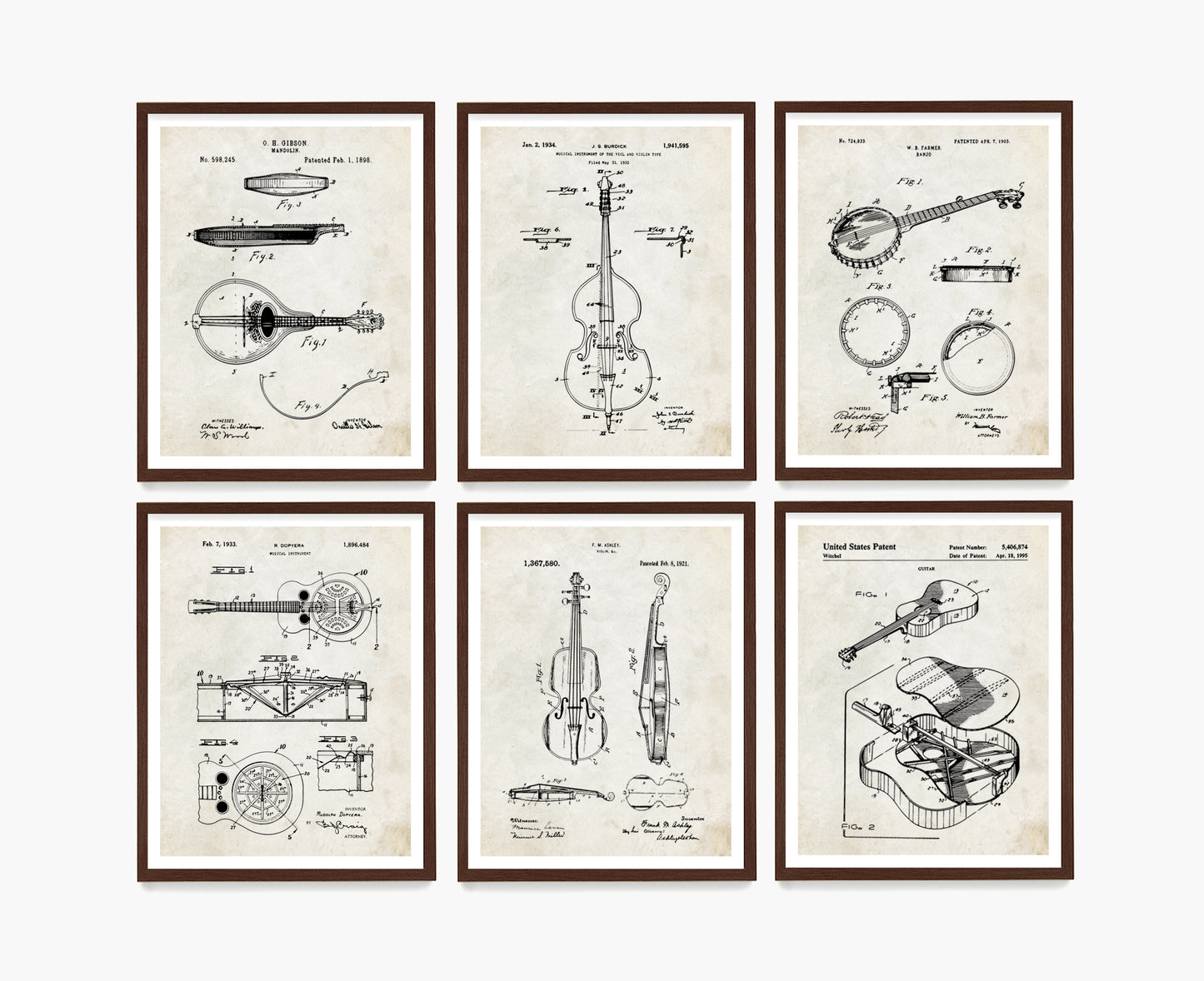 Bluegrass Instrument Patent Wall Art, Music Patent Poster, Music Room Decor