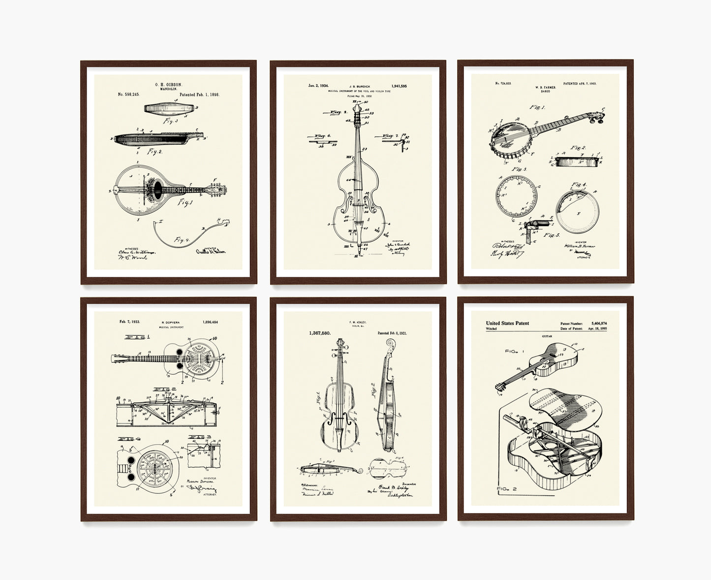 Bluegrass Instrument Patent Wall Art, Music Patent Poster, Music Room Decor
