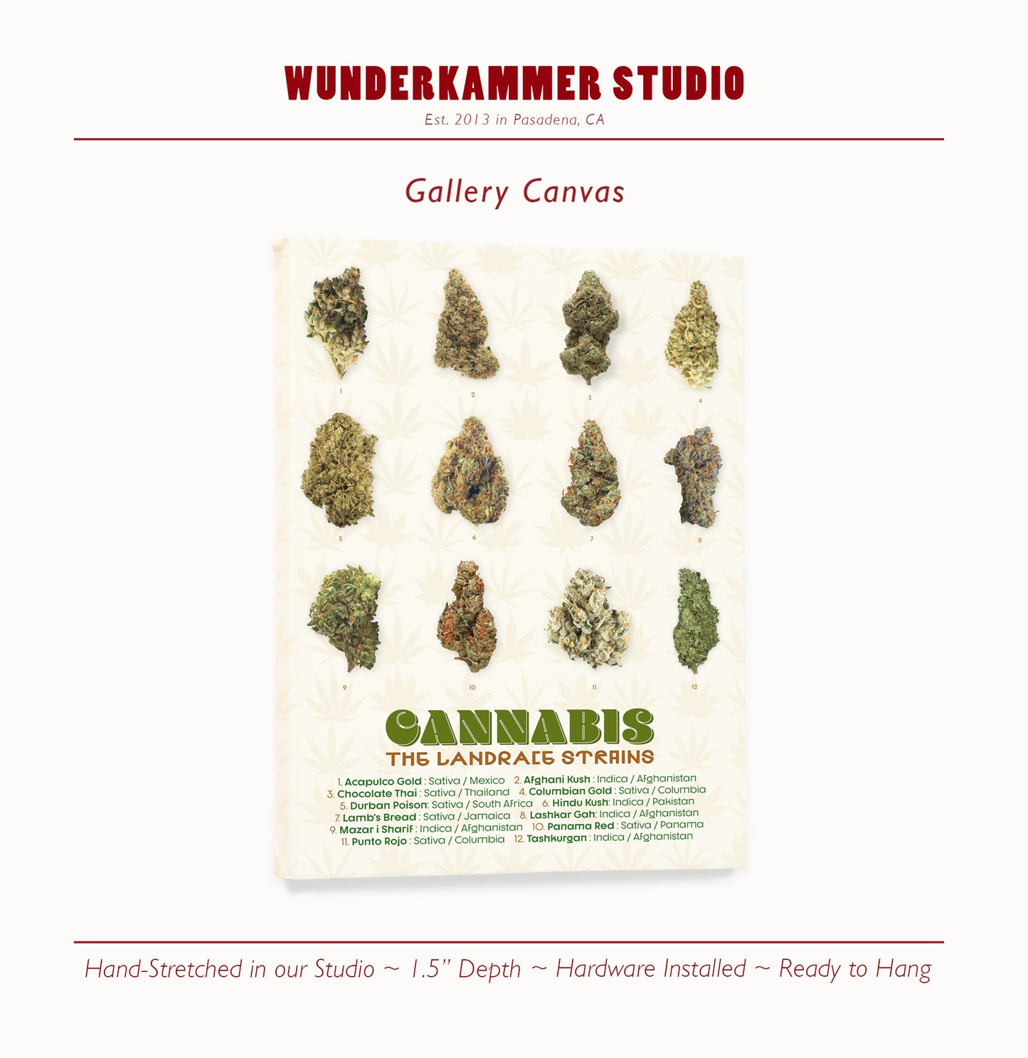 The Landrace Cannabis Strains Poster, Cannabis Wall Art