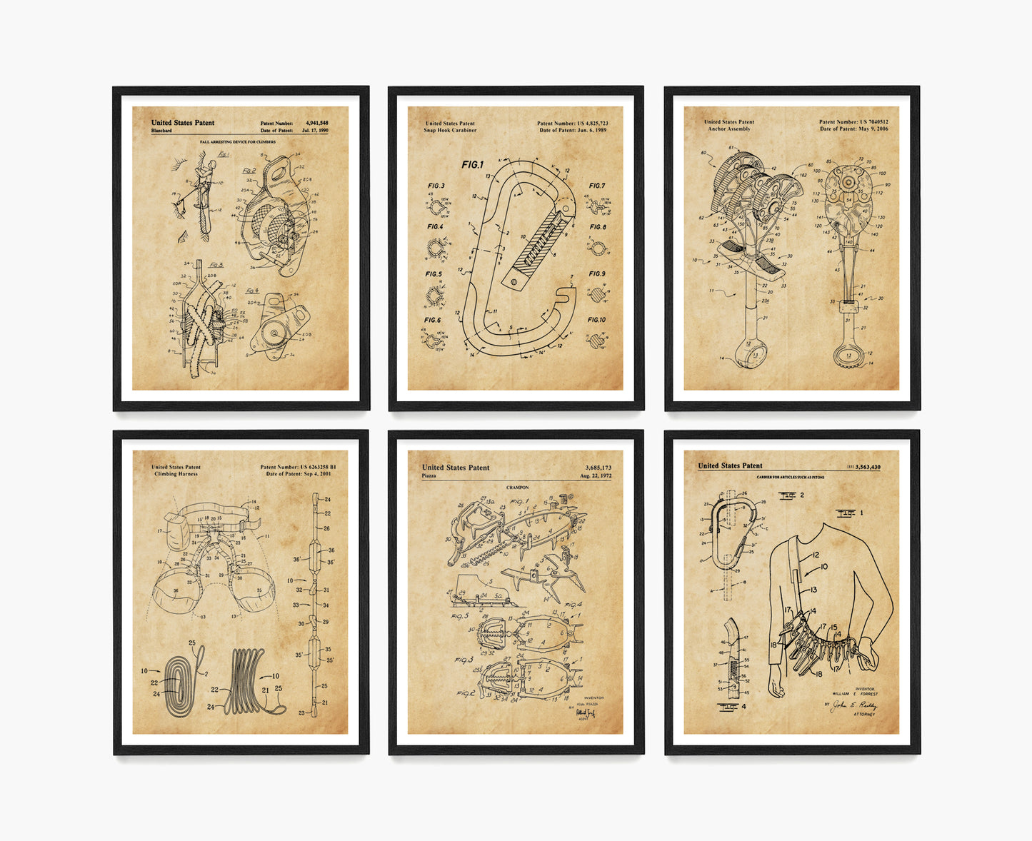 Climbing Patent Wall Art, Climbing Poster