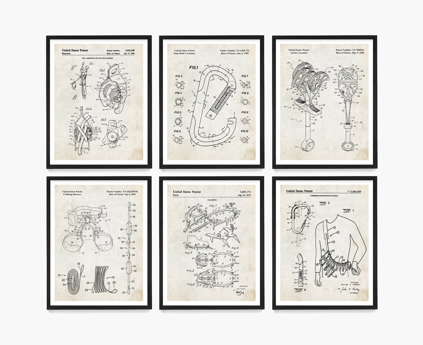Climbing Patent Wall Art, Climbing Poster