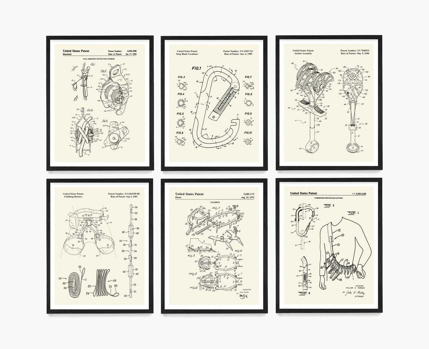 Climbing Patent Wall Art, Climbing Poster