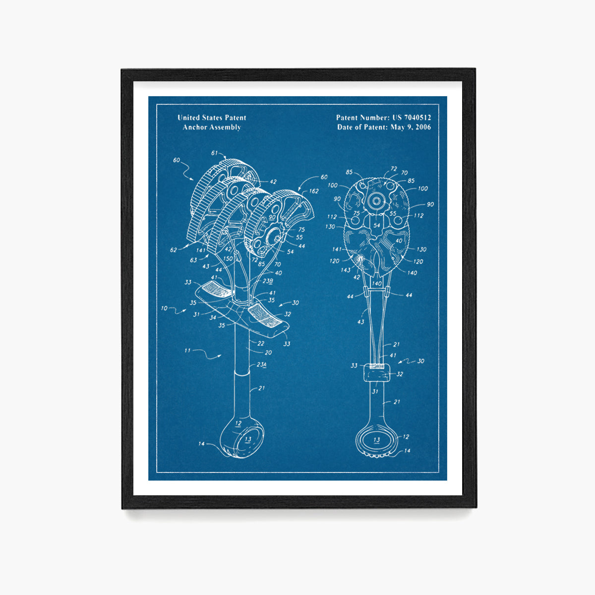 Climbing Anchor Assembly Patent Poster, Climbing Wall Art