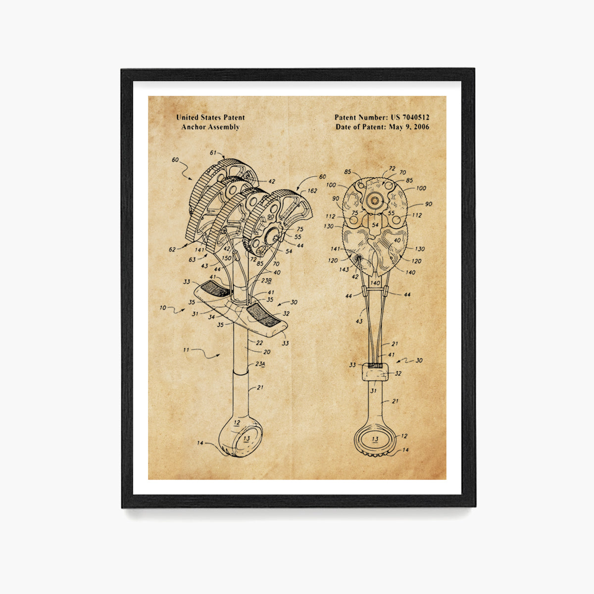 Climbing Anchor Assembly Patent Poster, Climbing Wall Art