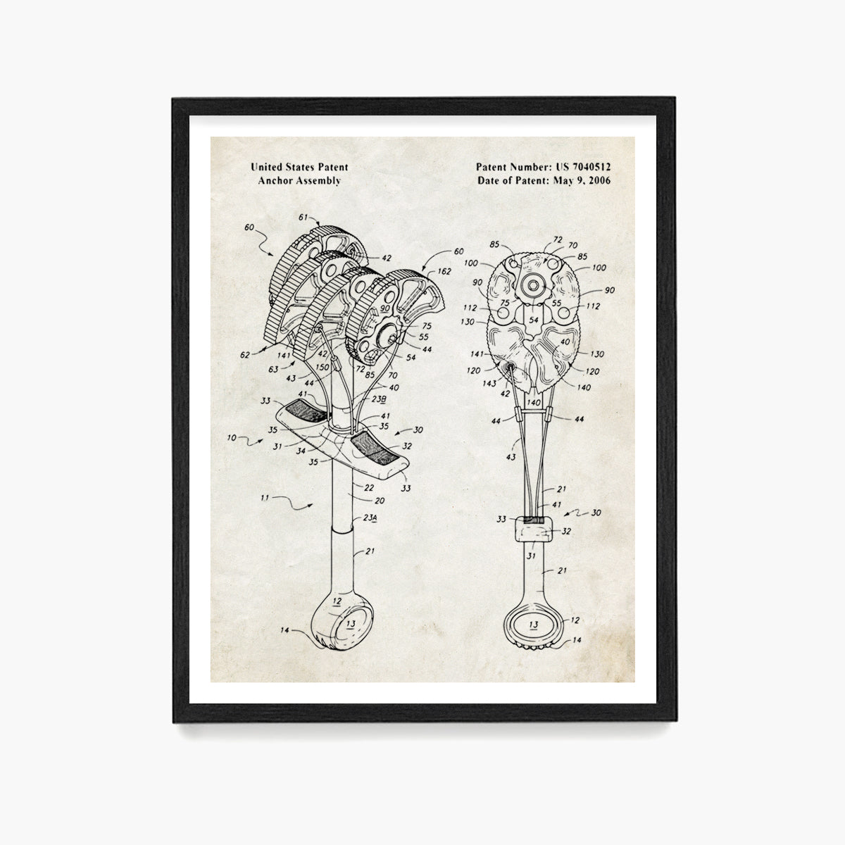 Climbing Anchor Assembly Patent Poster, Climbing Wall Art