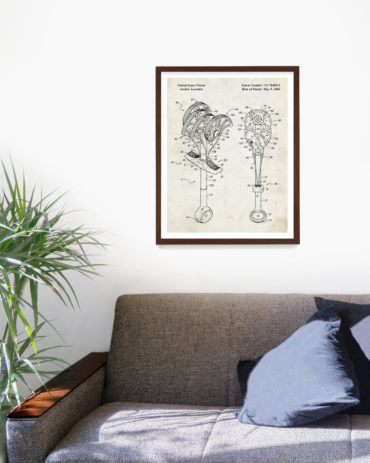 Climbing Anchor Assembly Patent Poster, Climbing Wall Art