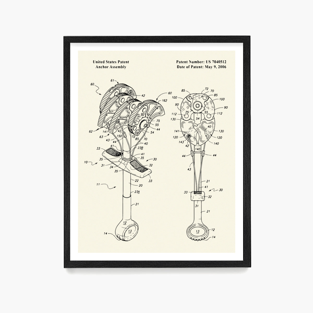 Climbing Anchor Assembly Patent Poster, Climbing Wall Art