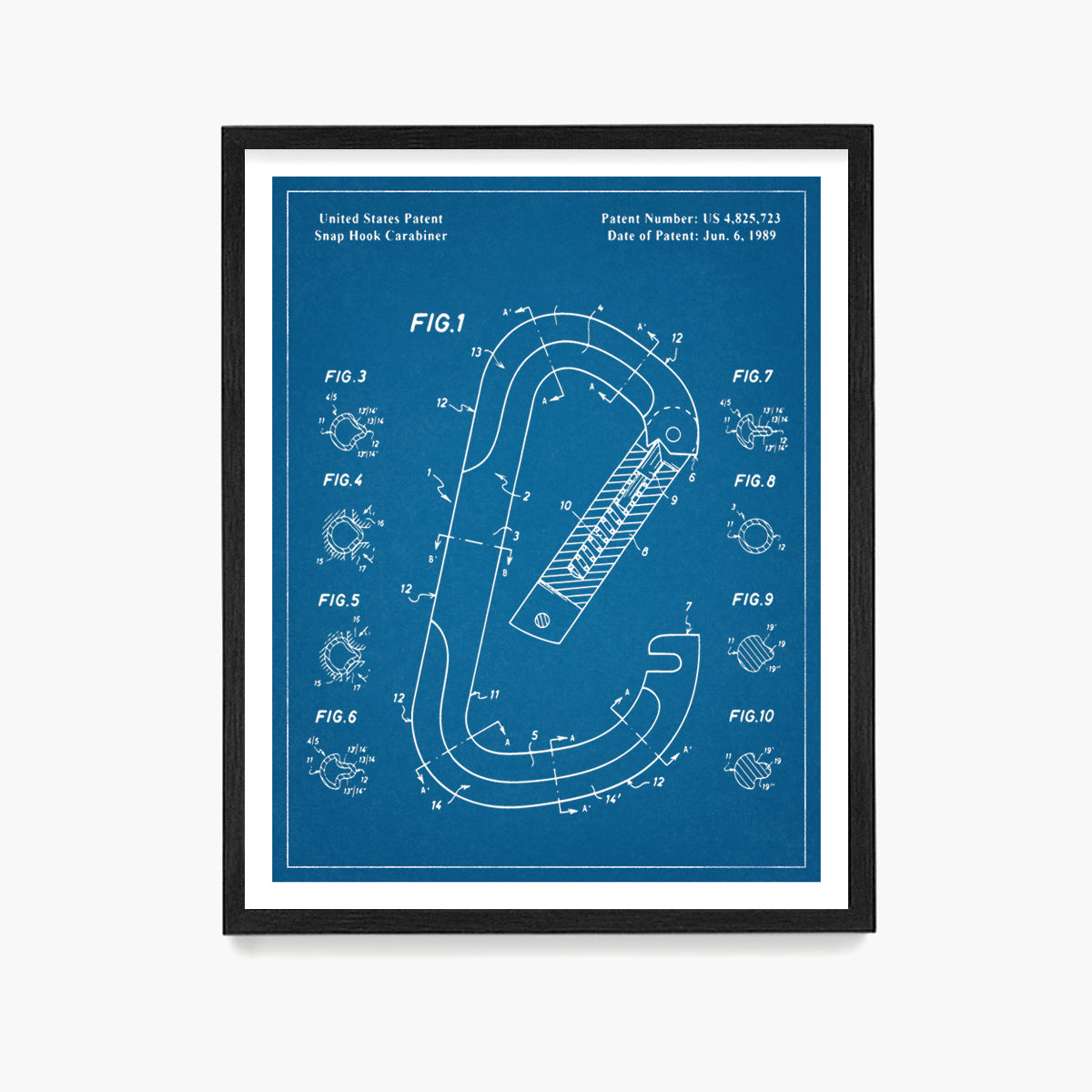 Climbing Carabiner Patent Poster, Climbing Wall Art