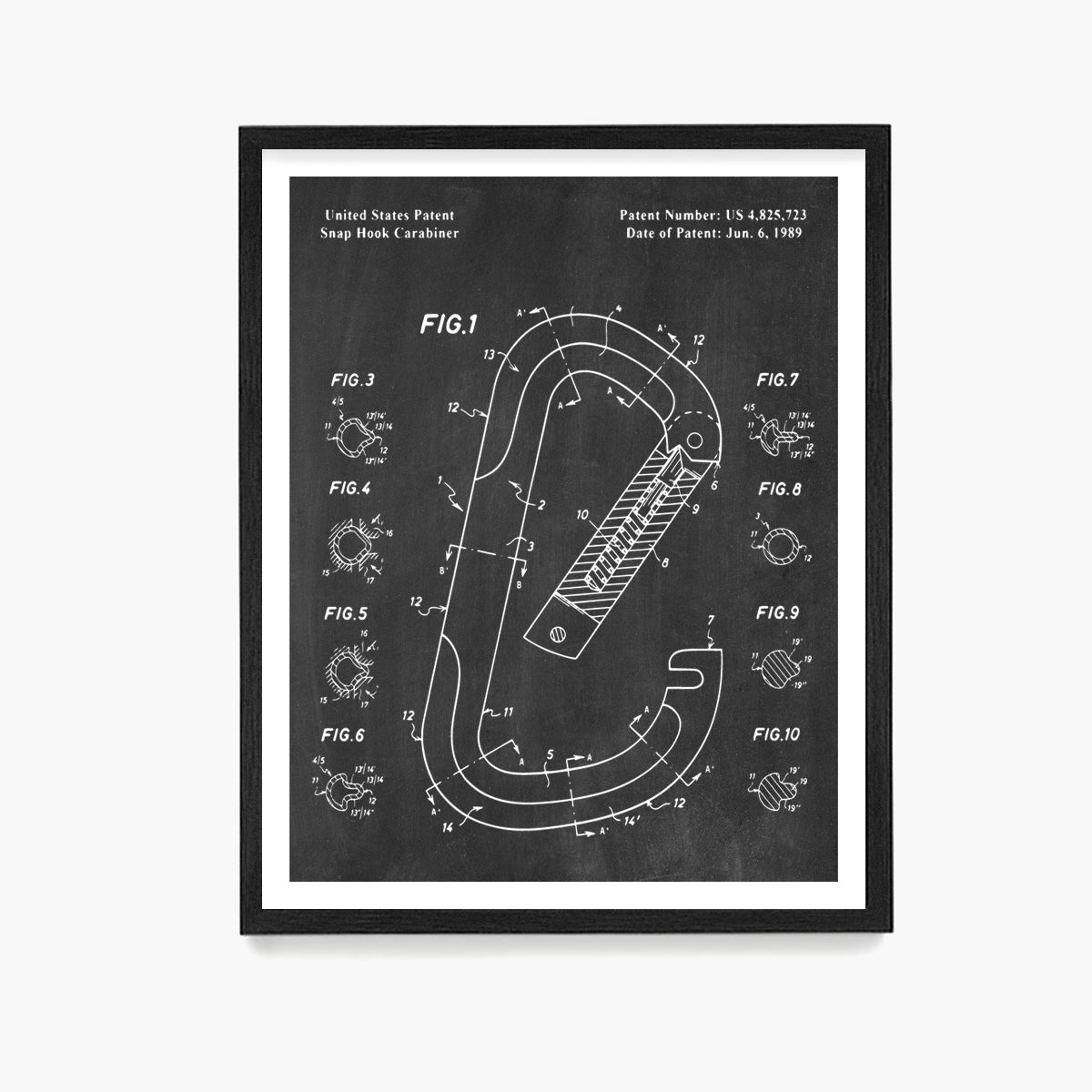Climbing Carabiner Patent Poster, Climbing Wall Art
